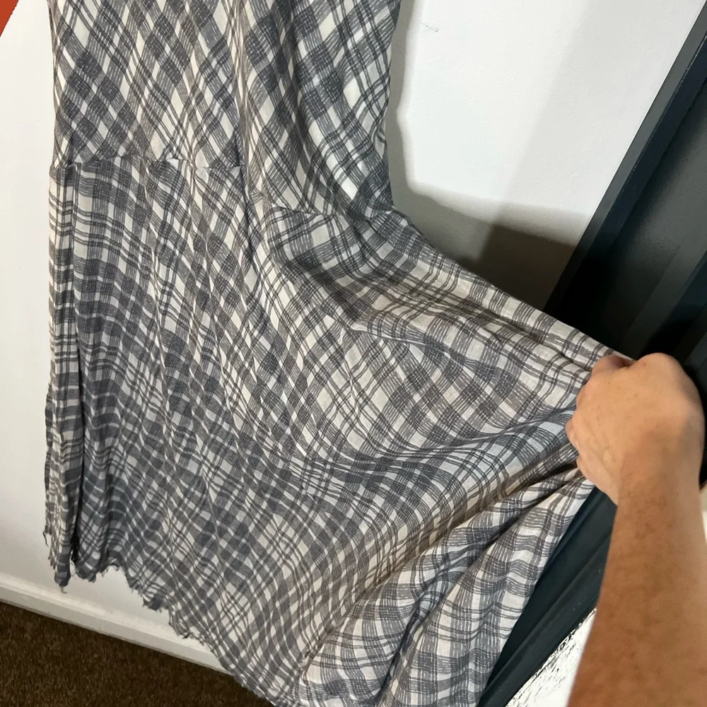 Free People Gray Plaid Maxi Dress